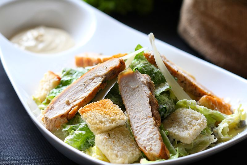 Caesar salad with romaine and house dressing
